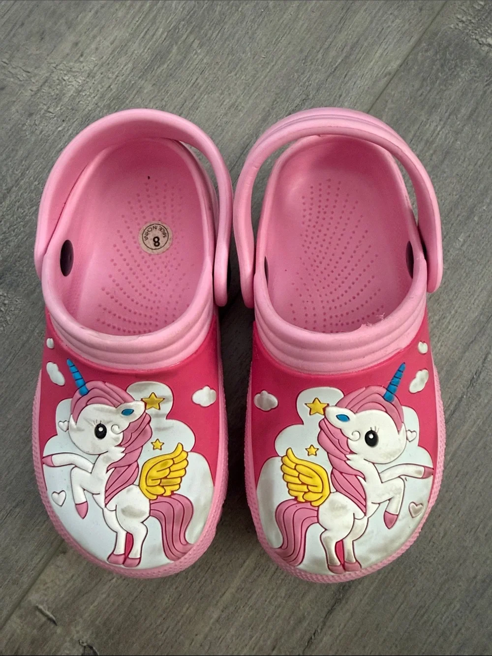 Kids Pink Unicorn Clog Shoes size 8